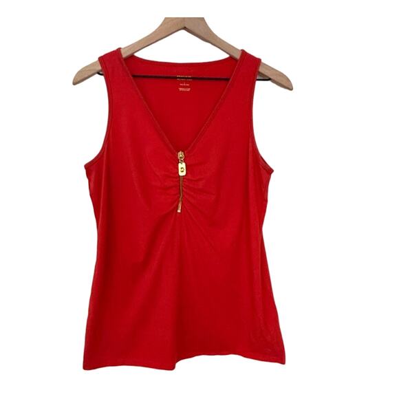 MICHAEL Michael Kors Tops - Michael Michael Kors Woman's Size Large Orange Quarter Front Zip V Neck Tank Top